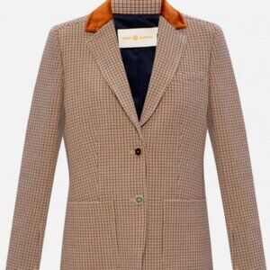 Tory Burch Houndstooth Plaid Blazer Size 10